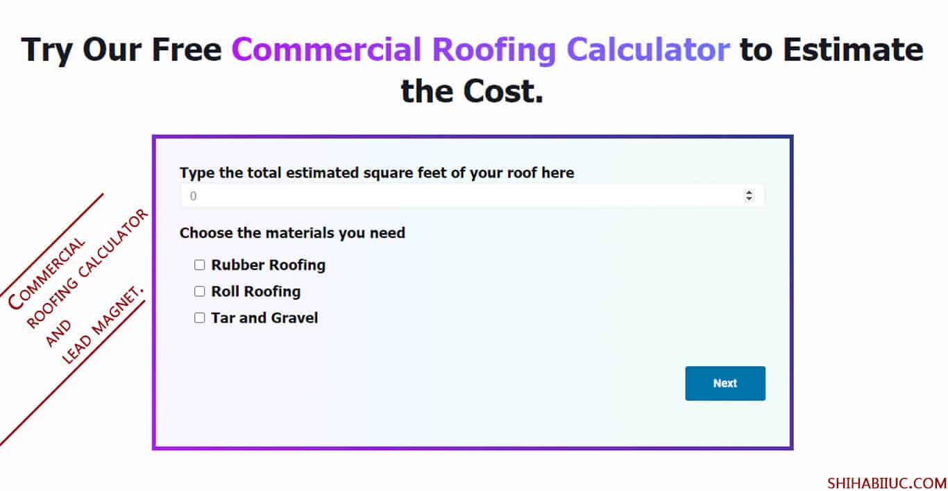 Commercial roofing calculator and lead magnet