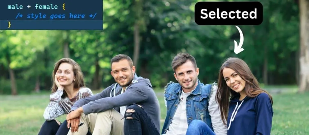 Adjacent sibling combinator CSS example
