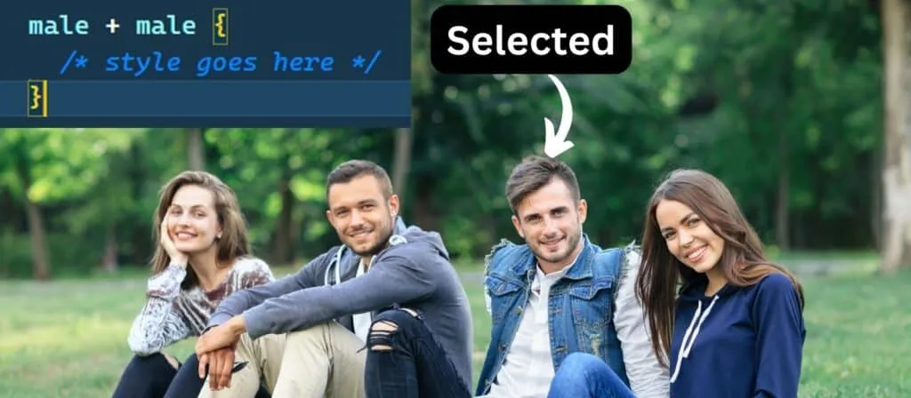 Adjacent sibling combinator CSS example