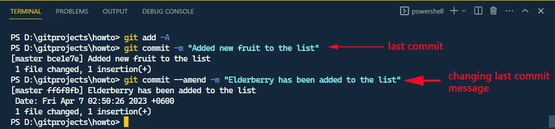 Change last git commit message