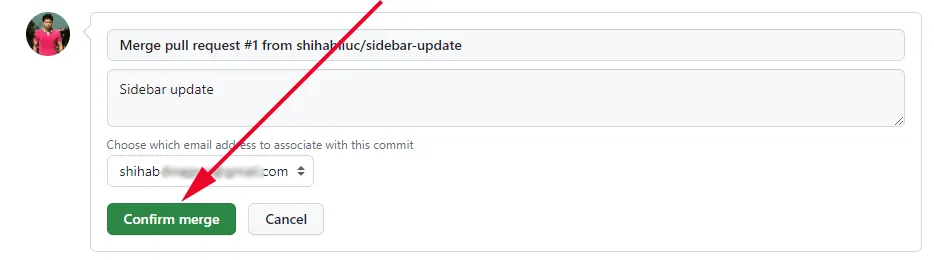 Confirm merge on GitHub