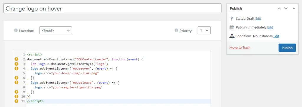 Elementor pro custom code block