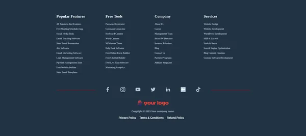 Footer Templates (HTML, CSS) - 3 Examples