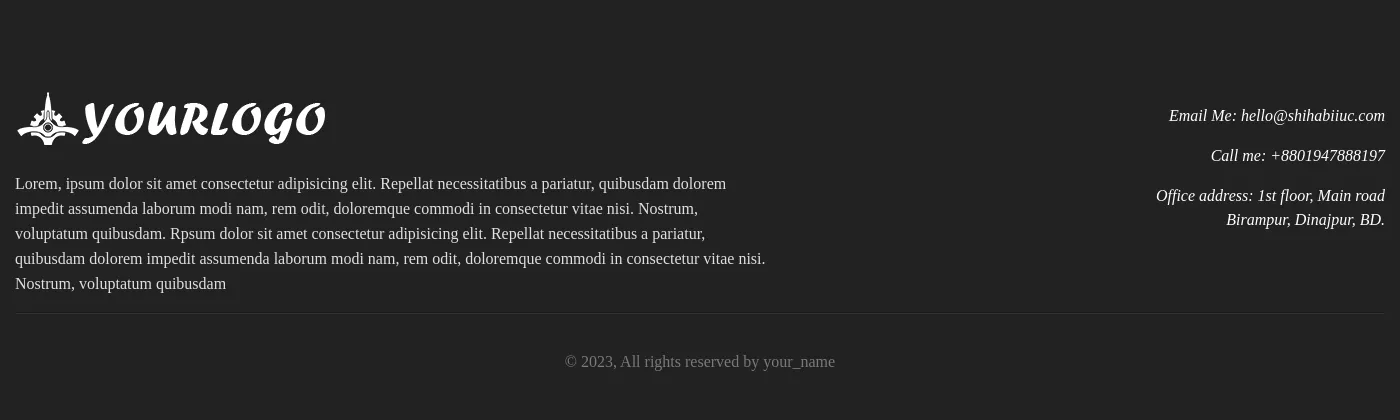 Footer template, footer example