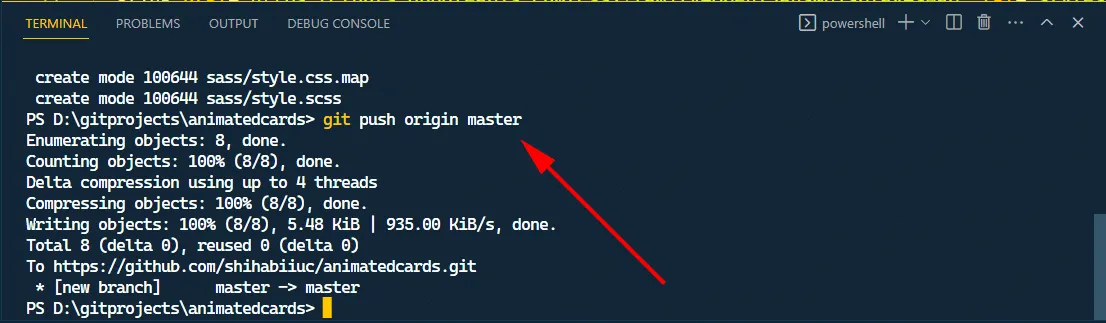 git push origin master, push local project to remote origin