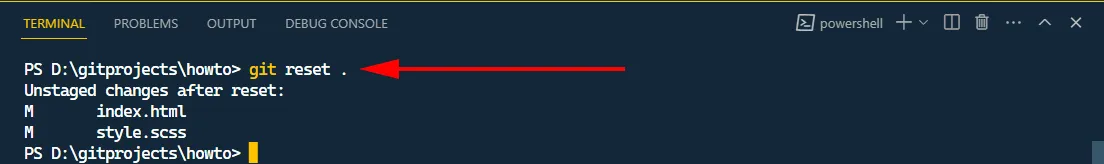git reset all, git reset .