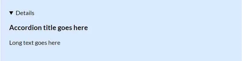 HTML accordion opened, accordion created with HTML details tag and without <summary> tag