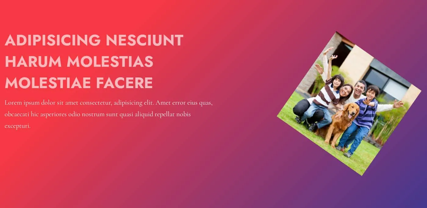 Landing page template banner section