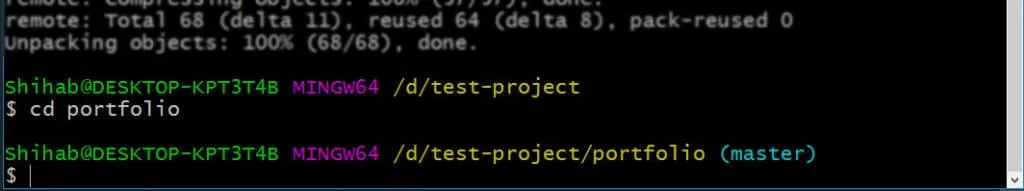 Navigating to another folder in command line
