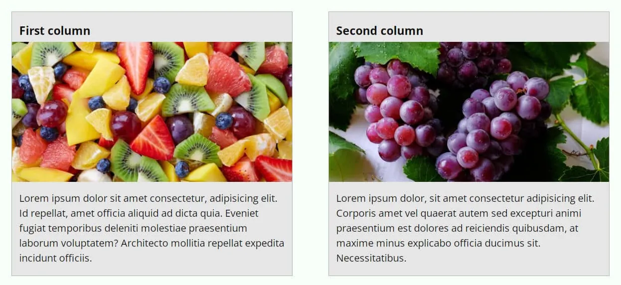 Two column layout, Final output of this post