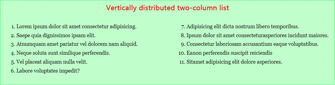 Vertically distributed two-column ordered list