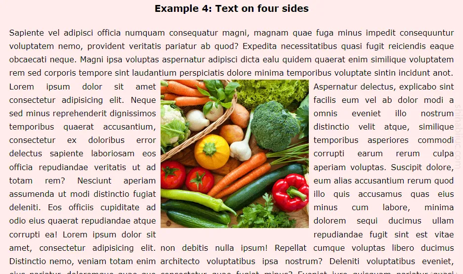 Wrap four sides of an image with text