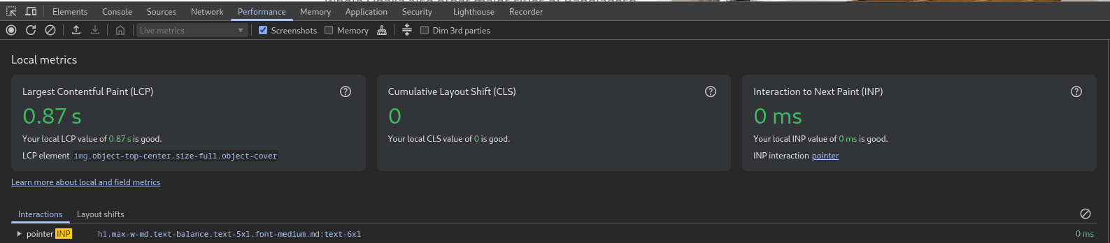 Chrome DevTools Performance