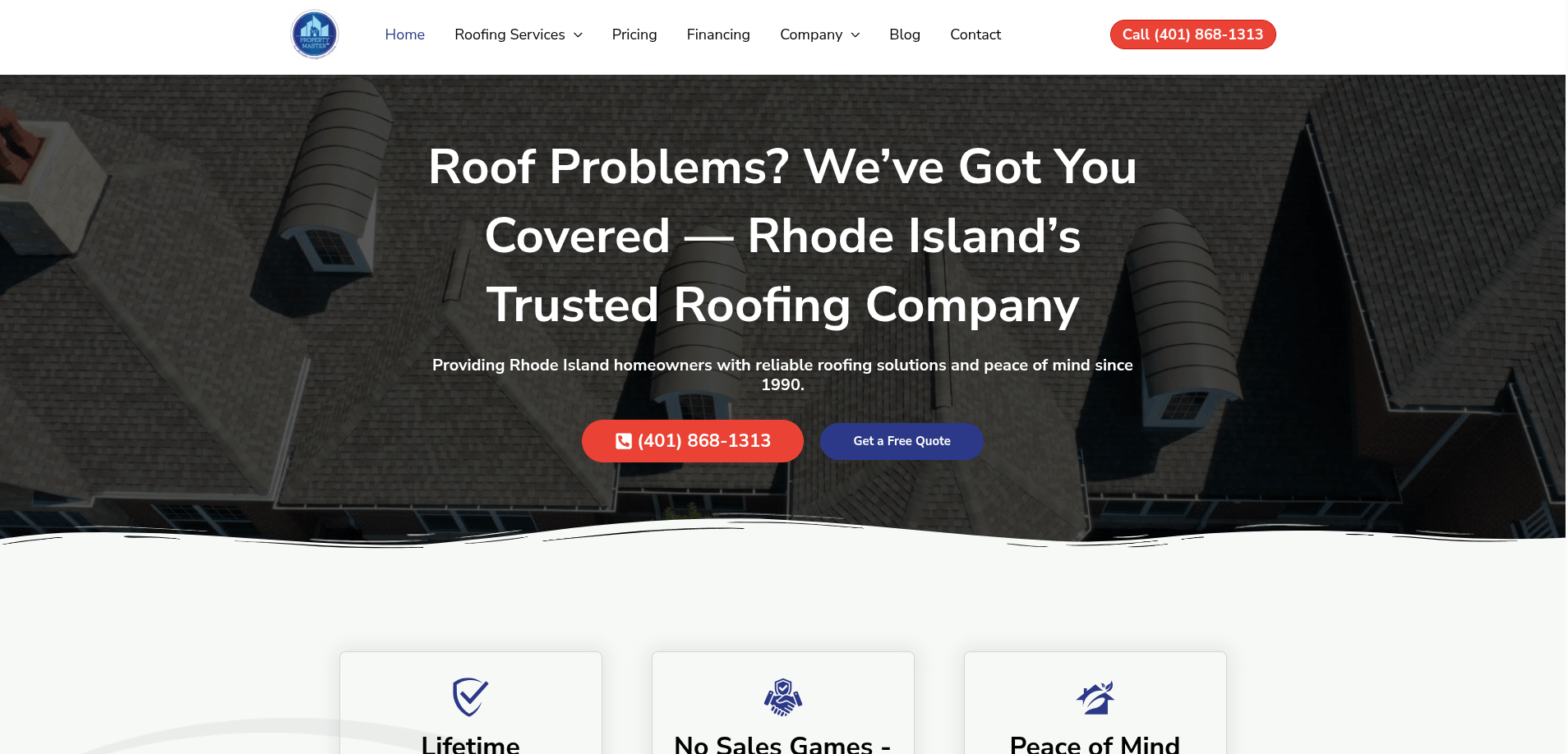 Roofing website screenshot 1