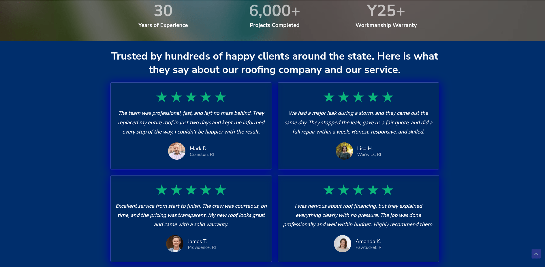 Roofing website screenshot 4