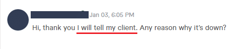 A response from a reseller on Fiverr