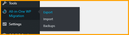 All-in-one WP Migration export option