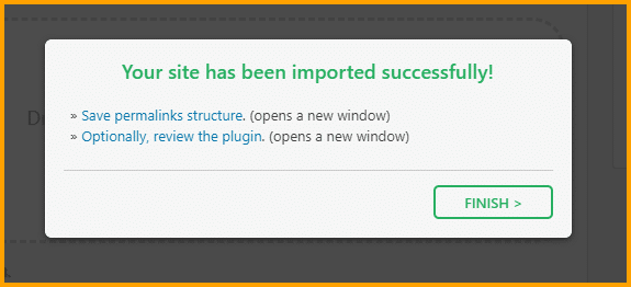 Click the “FINISH” button to complete the process