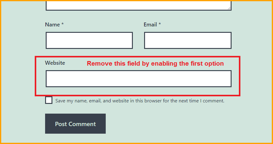 Website field on comment form