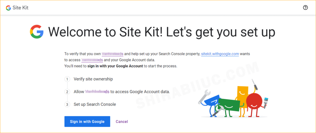 welcome screen site kit, verify ownership