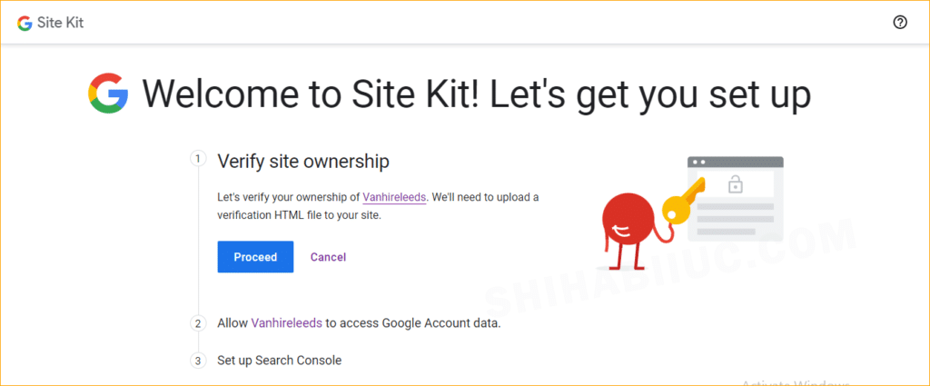Site Kit is asking to verify website ownership