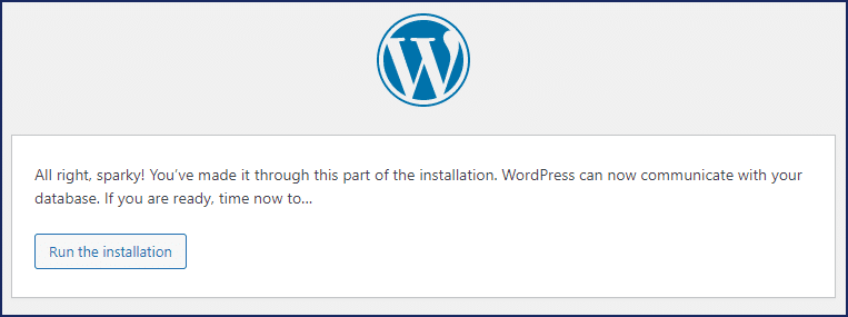 wordpress installation confirmation
