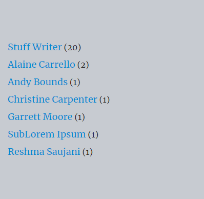 show author list with post count