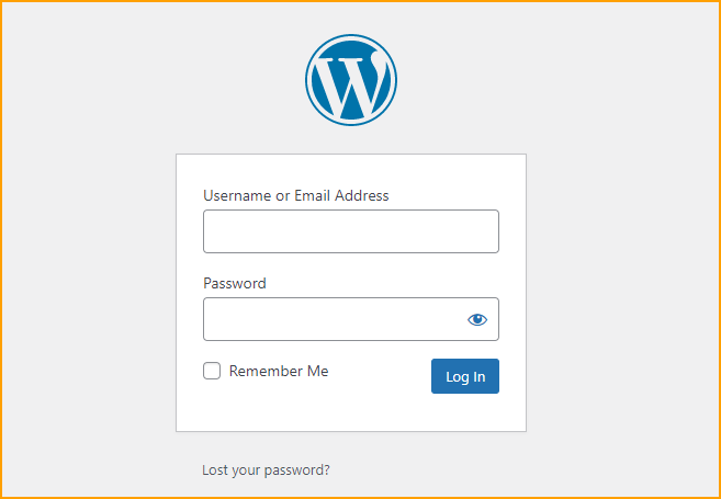 WordPress admin log in page