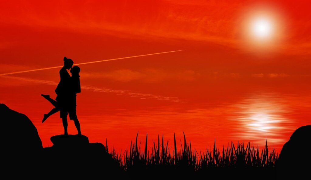 Couple enjoying sunset