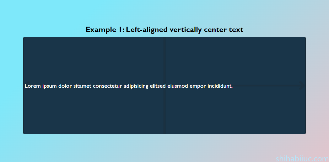 Example of Vertically center-aligned text, Vertically center-aligned on the left side