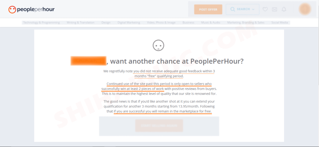 peopleperhour free qualifying period failure notice
