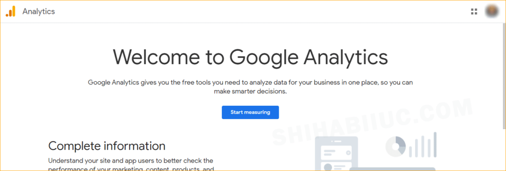 google analytics welcome page
