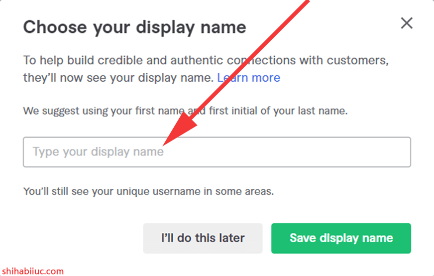 Option for setting your display name on Fiverr