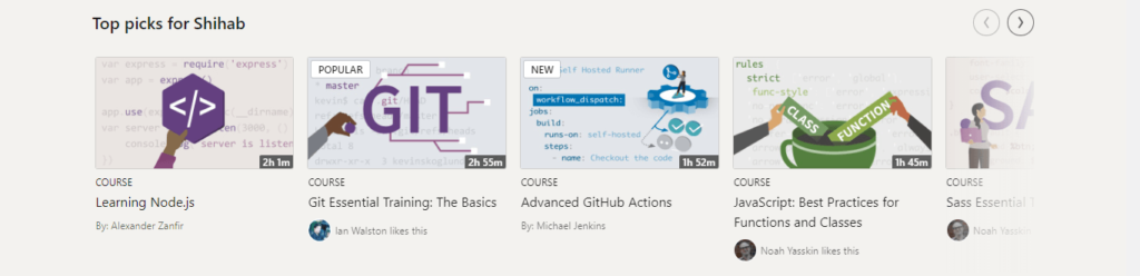 LinkedIn Learning recommended courses