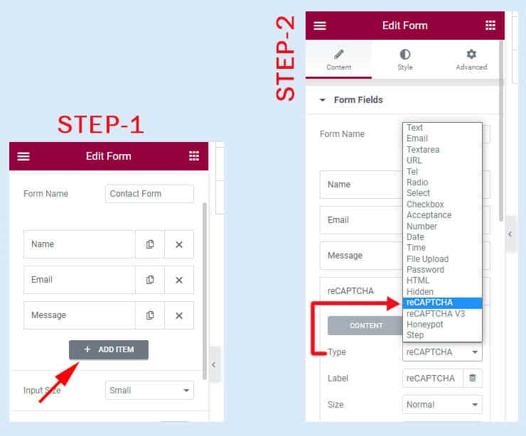 Add reCAPTCHA field to the Elementor form