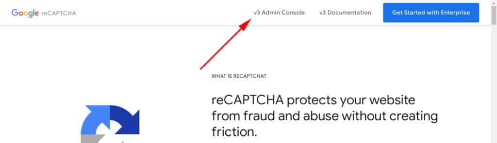 Google reCAPTCHA website v3 admin console link