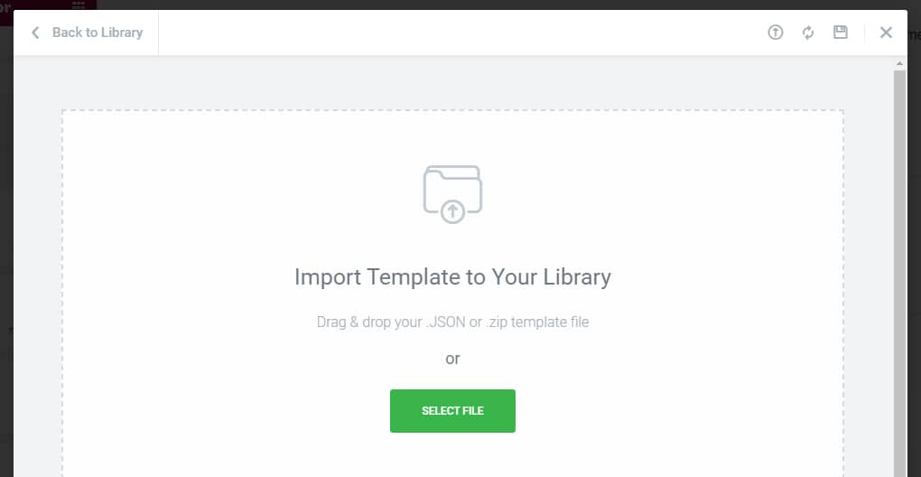 Import Elementor template to library