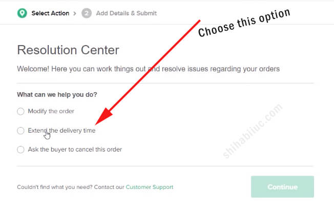 Extend the delivery time on Fiverr resolution center