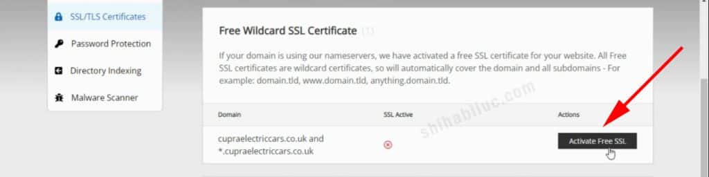 Activate free SSL certificate on Eco Web Hosting