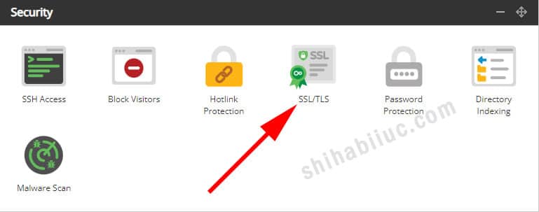 SSL/TLS option under "Security" section on Eco Web Hosting cPanel