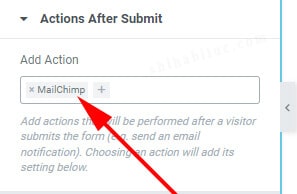 Elementor form - Action after submission - MailChimp