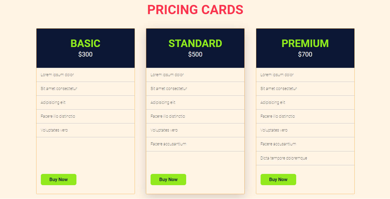 Pricing card design with HTML & CSS