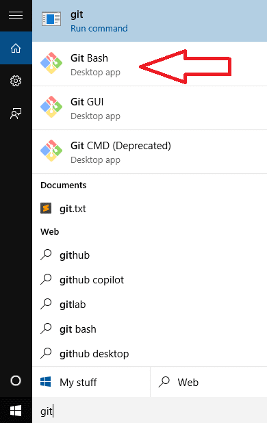 Git installed on Windows computer, Git Bash
