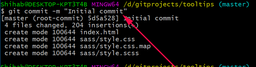 make commit using git bash command