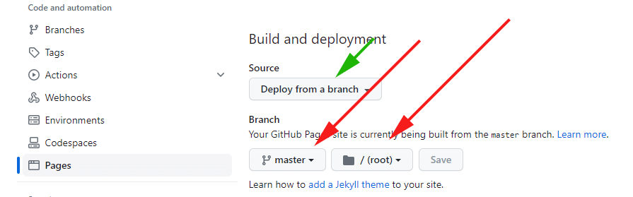 Create GitHub page from master branch