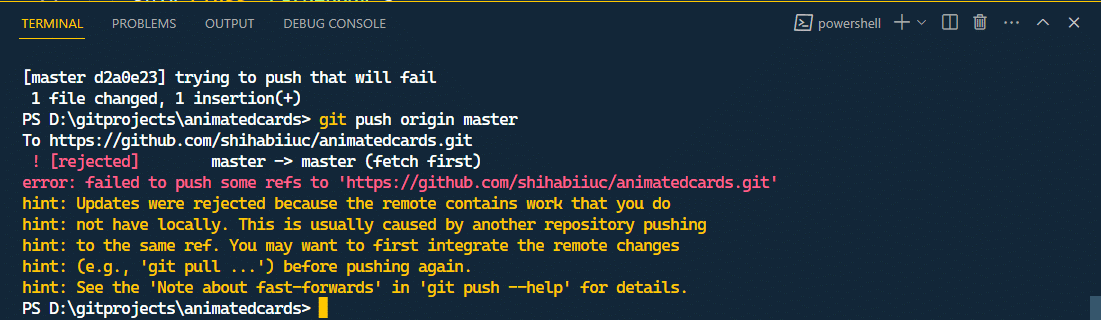 git push rejected because remote contains work