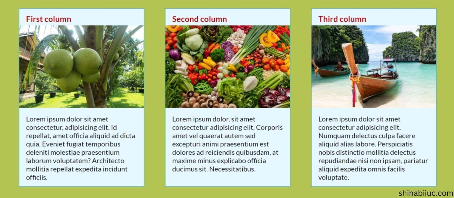 How to create 3 column layout in HTML CSS?