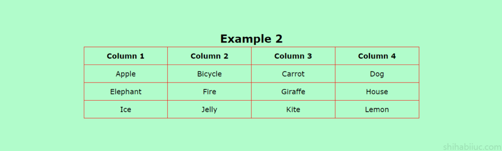 html table first column left align