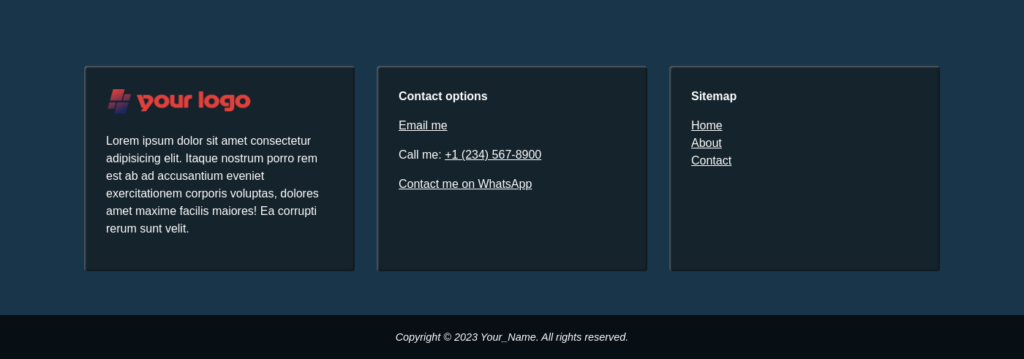 HTML footer examples (3 downloadable templates included)