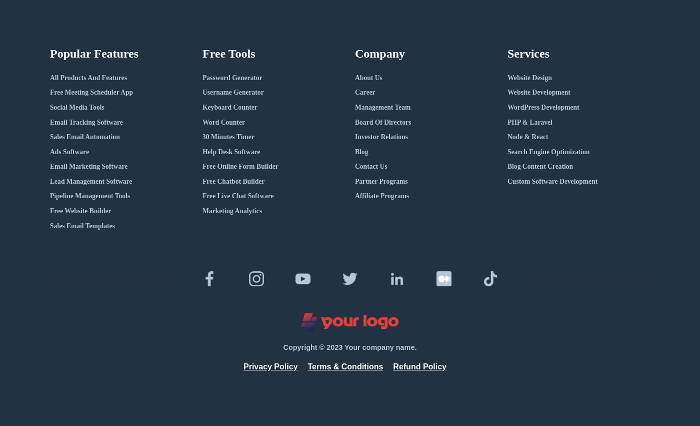 Footer template, footer example